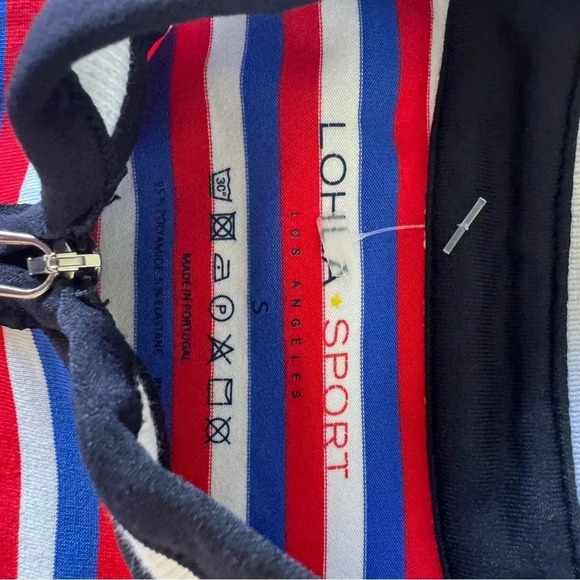 Lohla Sport Striped Cap Sleeve Polo Small Red White Blue - Picture 3 of 4